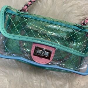 Flap Bag Lambskin PVC Quilted Blue Green